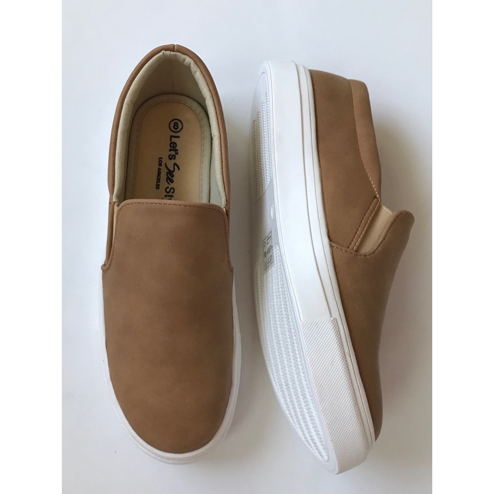 Let’s See Style Women’s Camel Slip On Sneakers Size 8